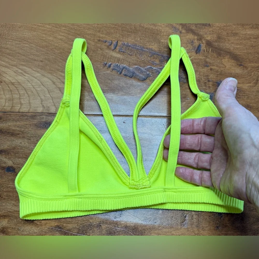 Free People Intimately Neon Yellow Strappy Bralette NWOT
